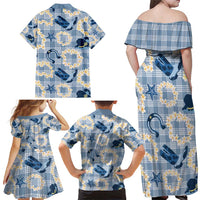 Aloha Hawaii Paniolo Jeans Palaka Family Matching Off Shoulder Maxi Dress and Hawaiian Shirt Coastal Rodeo LT7 - Polynesian Pride