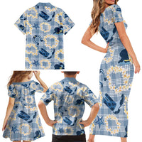 Aloha Hawaii Paniolo Jeans Palaka Family Matching Short Sleeve Bodycon Dress and Hawaiian Shirt Coastal Rodeo LT7 - Polynesian Pride