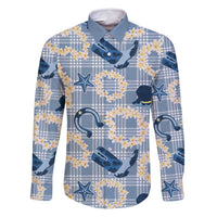 Aloha Hawaii Paniolo Jeans Palaka Family Matching Summer Maxi Dress and Hawaiian Shirt Coastal Rodeo LT7 Dad's Shirt - Long Sleeve Pastel Blue - Polynesian Pride