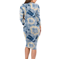 Aloha Hawaii Paniolo Jeans Palaka Long Sleeve Bodycon Dress Coastal Rodeo - Polynesian Pride