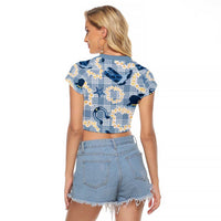 Aloha Hawaii Paniolo Jeans Palaka Raglan Cropped T Shirt Coastal Rodeo - Polynesian Pride