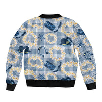 Aloha Hawaii Paniolo Jeans Palaka Sleeve Zip Bomber Jacket Coastal Rodeo - Polynesian Pride