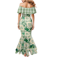 Aloha Hawaii Paniolo Mint Palaka Family Matching Mermaid Dress and Hawaiian Shirt Coastal Rodeo LT7 - Polynesian Pride