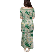 Aloha Hawaii Paniolo Mint Palaka Family Matching Puletasi and Hawaiian Shirt Coastal Rodeo LT7 - Polynesian Pride