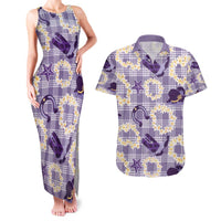 Aloha Hawaii Paniolo Lavender Palaka Couples Matching Tank Maxi Dress and Hawaiian Shirt Coastal Rodeo LT7 Lavender - Polynesian Pride