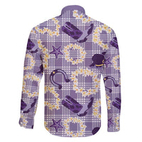 Aloha Hawaii Paniolo Lavender Palaka Family Matching Long Sleeve Bodycon Dress and Hawaiian Shirt Coastal Rodeo LT7 - Polynesian Pride