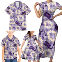 Aloha Hawaii Paniolo Lavender Palaka Family Matching Short Sleeve Bodycon Dress and Hawaiian Shirt Coastal Rodeo LT7 - Polynesian Pride
