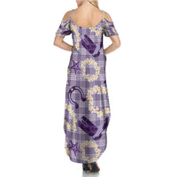 Aloha Hawaii Paniolo Lavender Palaka Family Matching Summer Maxi Dress and Hawaiian Shirt Coastal Rodeo LT7 - Polynesian Pride
