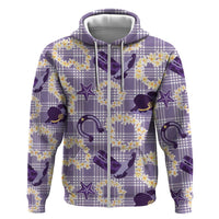 Aloha Hawaii Paniolo Lavender Palaka Hoodie Coastal Rodeo - Polynesian Pride