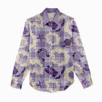 Aloha Hawaii Paniolo Lavender Palaka Women Casual Shirt Coastal Rodeo - Polynesian Pride