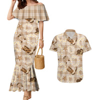 Aloha Hawaii Paniolo Khaki Palaka Couples Matching Mermaid Dress and Hawaiian Shirt Coastal Rodeo LT7 Khaki - Polynesian Pride