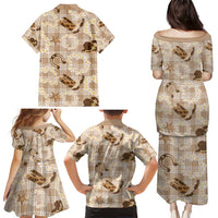Aloha Hawaii Paniolo Khaki Palaka Family Matching Puletasi and Hawaiian Shirt Coastal Rodeo LT7 - Polynesian Pride