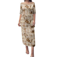 Aloha Hawaii Paniolo Khaki Palaka Family Matching Puletasi and Hawaiian Shirt Coastal Rodeo LT7 Mom's Dress Khaki - Polynesian Pride