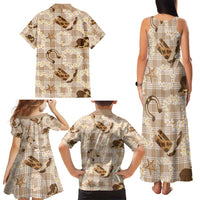 Aloha Hawaii Paniolo Khaki Palaka Family Matching Tank Maxi Dress and Hawaiian Shirt Coastal Rodeo LT7 - Polynesian Pride