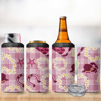 Aloha Hawaii Paniolo Lokelani Rose Palaka 4 in 1 Can Cooler Tumbler Coastal Rodeo LT7 - Polynesian Pride