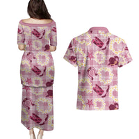 Aloha Hawaii Paniolo Lokelani Rose Palaka Couples Matching Puletasi and Hawaiian Shirt Coastal Rodeo LT7 - Polynesian Pride