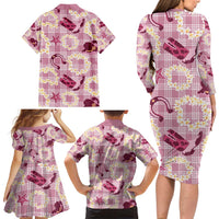 Aloha Hawaii Paniolo Lokelani Rose Palaka Family Matching Long Sleeve Bodycon Dress and Hawaiian Shirt Coastal Rodeo LT7 - Polynesian Pride
