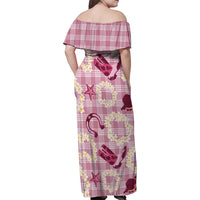 Aloha Hawaii Paniolo Lokelani Rose Palaka Family Matching Off Shoulder Maxi Dress and Hawaiian Shirt Coastal Rodeo LT7 - Polynesian Pride