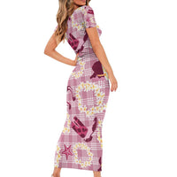 Aloha Hawaii Paniolo Lokelani Rose Palaka Family Matching Short Sleeve Bodycon Dress and Hawaiian Shirt Coastal Rodeo LT7 - Polynesian Pride