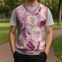 Aloha Hawaii Paniolo Lokelani Rose Palaka Christmas Knitted V-Neck Vest Coastal Rodeo LT7 - Polynesian Pride