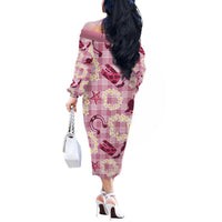 Aloha Hawaii Paniolo Lokelani Rose Palaka Off The Shoulder Long Sleeve Dress Coastal Rodeo LT7 - Polynesian Pride