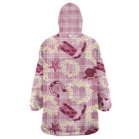Aloha Hawaii Paniolo Lokelani Rose Palaka Wearable Blanket Hoodie Coastal Rodeo LT7 - Polynesian Pride