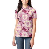 Aloha Hawaii Paniolo Lokelani Rose Palaka Women Polo Shirt Coastal Rodeo - Polynesian Pride