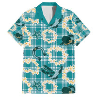 Aloha Hawaii Paniolo Teal Palaka Family Matching Long Sleeve Bodycon Dress and Hawaiian Shirt Coastal Rodeo LT7 Dad's Shirt - Short Sleeve Teal - Polynesian Pride