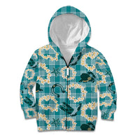 Aloha Hawaii Paniolo Teal Palaka Kid Hoodie Coastal Rodeo - Polynesian Pride