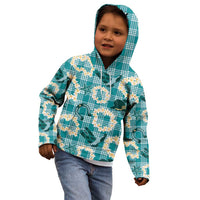 Aloha Hawaii Paniolo Teal Palaka Kid Hoodie Coastal Rodeo - Polynesian Pride