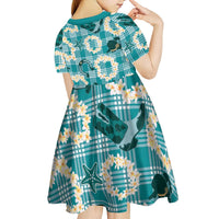 Aloha Hawaii Paniolo Teal Palaka Kid Short Sleeve Dress Coastal Rodeo - Polynesian Pride
