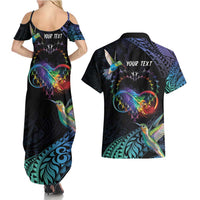 Polynesian Cancers Awareness Couples Matching Summer Maxi Dress and Hawaiian Shirt Hummingbird - Fly High Until We Meet Again LT7 - Polynesian Pride