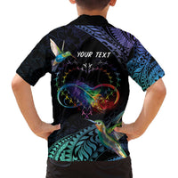 Polynesian Cancers Awareness Family Matching Off The Shoulder Long Sleeve Dress and Hawaiian Shirt Hummingbird - Fly High Until We Meet Again LT7 - Polynesian Pride