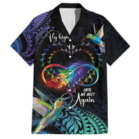 Polynesian Cancers Awareness Family Matching Off Shoulder Maxi Dress and Hawaiian Shirt Hummingbird - Fly High Until We Meet Again LT7 Dad's Shirt - Short Sleeve Colorful - Polynesian Pride