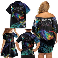 Polynesian Cancers Awareness Family Matching Off Shoulder Short Dress and Hawaiian Shirt Hummingbird - Fly High Until We Meet Again LT7 - Polynesian Pride