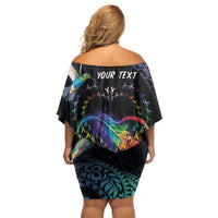 Polynesian Cancers Awareness Family Matching Off Shoulder Short Dress and Hawaiian Shirt Hummingbird - Fly High Until We Meet Again LT7 - Polynesian Pride