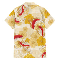 Beige Palaka Hawaii Aloha Family Matching Summer Maxi Dress and Hawaiian Shirt Koi Pond Mix Ilima Flowers LT7 - Polynesian Pride