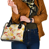 Beige Palaka Hawaii Aloha Shoulder Handbag Koi Pond Mix Ilima Flowers - Polynesian Pride