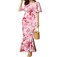 Pink Palaka Hawaii Aloha Family Matching Mermaid Dress and Hawaiian Shirt Koi Pond Mix Sakura LT7 Pink - Polynesian Pride