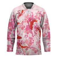 Pink Palaka Hawaii Aloha Hockey Jersey Koi Pond Mix Sakura - Polynesian Pride