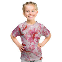 Pink Palaka Hawaii Aloha Kid T Shirt Koi Pond Mix Sakura - Polynesian Pride