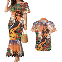 Hawaii Women's Day Tribal Couples Matching Mermaid Dress and Hawaiian Shirt Pele Honua Mea LT7 Art - Polynesian Pride
