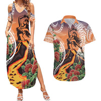 Hawaii Women's Day Tribal Couples Matching Summer Maxi Dress and Hawaiian Shirt Pele Honua Mea LT7 Art - Polynesian Pride