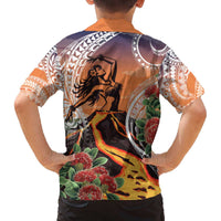 Hawaii Women's Day Tribal Family Matching Off The Shoulder Long Sleeve Dress and Hawaiian Shirt Pele Honua Mea LT7 - Polynesian Pride