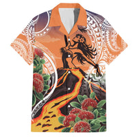 Hawaii Women's Day Tribal Family Matching Off The Shoulder Long Sleeve Dress and Hawaiian Shirt Pele Honua Mea LT7 Dad's Shirt - Short Sleeve Art - Polynesian Pride