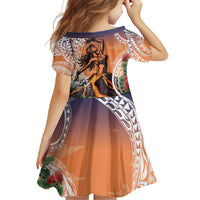 Hawaii Women's Day Tribal Family Matching Short Sleeve Bodycon Dress and Hawaiian Shirt Pele Honua Mea LT7 - Polynesian Pride