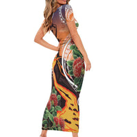 Hawaii Women's Day Tribal Family Matching Short Sleeve Bodycon Dress and Hawaiian Shirt Pele Honua Mea LT7 - Polynesian Pride