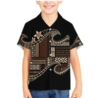 Samoa Siapo Mamanu Family Matching Mermaid Dress and Hawaiian Shirt Waves Motifs LT7 Son's Shirt Black - Polynesian Pride