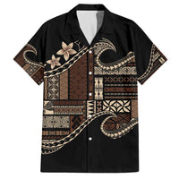 Samoa Siapo Mamanu Family Matching Off The Shoulder Long Sleeve Dress and Hawaiian Shirt Waves Motifs LT7 Dad's Shirt - Short Sleeve Black - Polynesian Pride