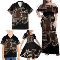 Samoa Siapo Mamanu Family Matching Off Shoulder Maxi Dress and Hawaiian Shirt Waves Motifs LT7 - Polynesian Pride